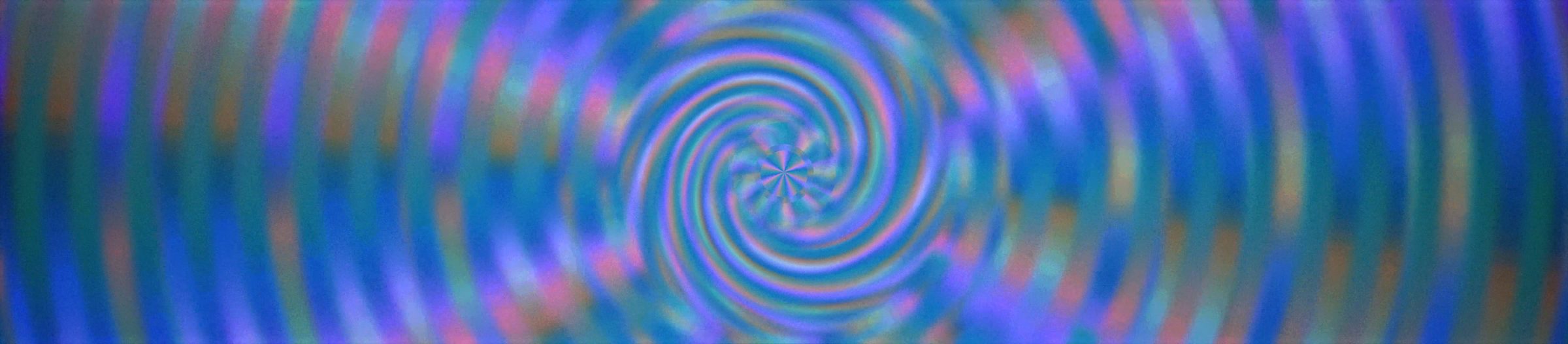 A blue and teal iridescent spiral